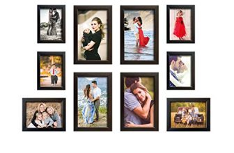 Amazon Brand – Solimo Set Of 10 Photo Frames (4″X6″:4Pcs, 5″X7″:2Pcs & 6″X10″:4Pcs), Brown