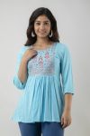 Khyati Kurties Casual Embroidered Women Blue Top