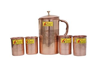 Frestol Copper Emborsed Jug With 4 Glasses