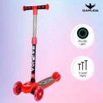 Kiddie Castle Foldable Scooter For Kids 4 Level Height Led Light In Pu Wheels With Brake(Red)