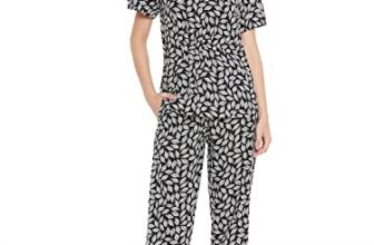 Clovia Women’S Rayon Pretty Florals Top & Pyjama Set (Ls0624P13_Black_M)