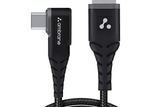 Ambrane 60W / 3A Type C Fast Charging Unbreakable 1.5M L Shaped Braided Cable, Pd Technology, 480Mbps Data Transfer For Smartphones, Tablet, Laptops & Other Type C Devices (Ablc10, Black)