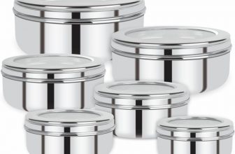 Renberg Stainless Steel Puri Canister Set Of 3, 300Ml, 450Ml, 600Ml, 700Ml, 950Ml, 1200Ml, Silver (Rbin-6098)  – 1200 Ml Steel Utility Container(Pack Of 6, Silver)