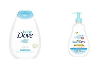 Baby Dove Rich Moisture Nourishing Baby Lotion, 400Ml & Rich Moisture Hair To Toe Baby Wash, 400 Ml Combo