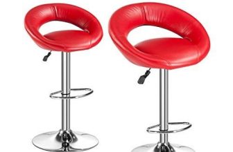 Da Urban® Smiley Pack Of 2 Height Adjustable & Revolving Bar Stool / Kitchen Chair (Red)