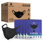 Careview 3 Dimensional Disposable Face Mask Pouch With 4 Layered Filtration, Sitra And Bis(Isi) Certified & Incredibly Soft Spandex Non Woven Fabric Ear Loop (Black, Pack Of 100), Free Size