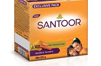 Santoor Sandalwood And Turmeric Bath Soap For Younger Looking And Glowing Skin, Combo Offer, 125 G (Pack Of 8)