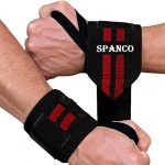 Spanco Wrist Wrap (1 Pair) 14 Inch Long, Wrist Supporter For Gym, Wrist Wrap, Hand Band With Adjustable Size Strap & Thumb Loop For Gym, Power Lifting Weight Lifting, Sports Training (Black & Red)