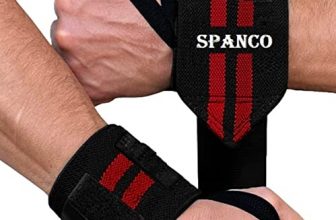 Spanco Wrist Wrap (1 Pair) 14 Inch Long, Wrist Supporter For Gym, Wrist Wrap, Hand Band With Adjustable Size Strap & Thumb Loop For Gym, Power Lifting Weight Lifting, Sports Training (Black & Red)