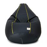 Sattva Classy.Elegant.Stylish Classic Xxl Bean Bag Filled With Beans (Black With Yellow Piping)