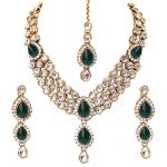 Lucky Jewellery Light Green Non-Precious Metal Jewellery Set For Women (2475-L1Zs-Kd124-Lg)