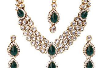 Lucky Jewellery Light Green Non-Precious Metal Jewellery Set For Women (2475-L1Zs-Kd124-Lg)