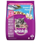 Whiskas Kitten (2-12 Months) Dry Cat Food, Ocean Fish Flavour With Milk, 3Kg Pack