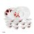 Larah By Borosil Red Carnation Opalware Dinner Set, 33-Pieces, White