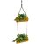 Kraft Seeds Double Hanging Metal Pot For Home And Garden Use With Jute Rope Yellow Planter